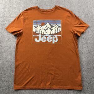 Jeep Shirt Adult Large Orange Short Sleeve Orange Casual Outdoor Men's